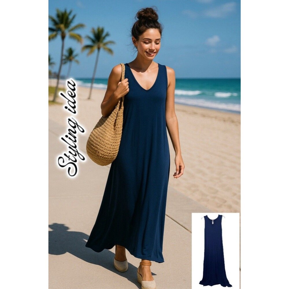 Go Couture Women XL very Long maxi Dress Stretchy,Resort Wear, Summer, Vacation